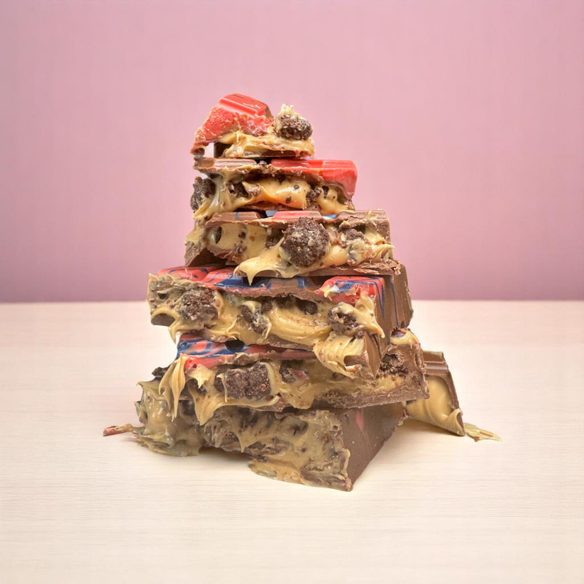 Roze Chocoladereep met Pistachevulling, Crunch en Pişmaniye